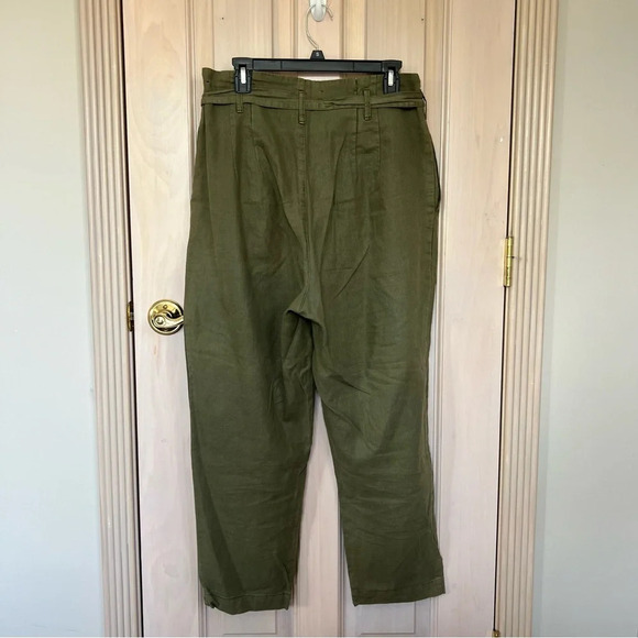 Abercrombie & fitch high rise belted paper bag pants green pleated 9974 - Picture 3 of 10
